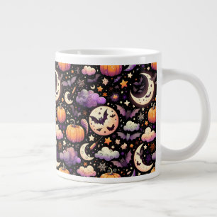 Caneca De Café Grande Padrão Whimsical Halloween Night Sky