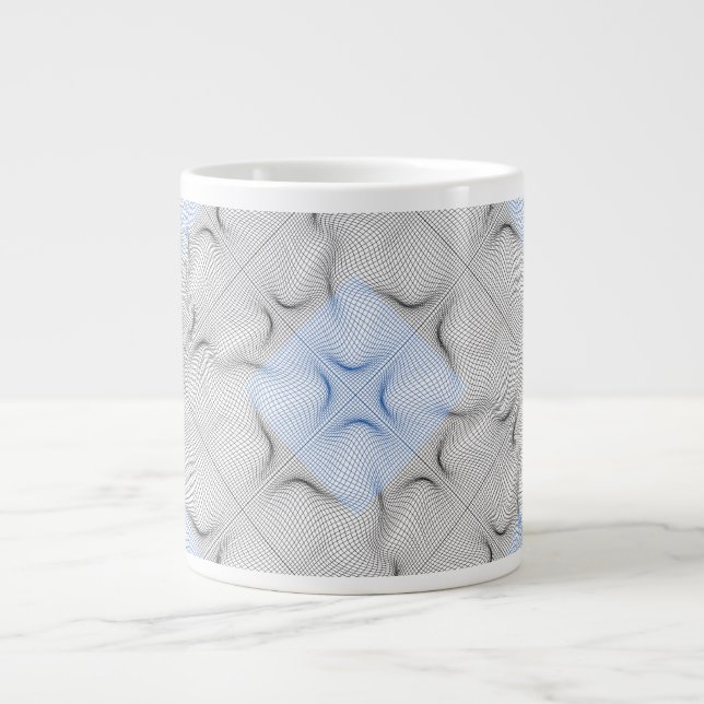 Caneca De Café Grande Padrão Wireframe 08.B Branco BG (Frente)