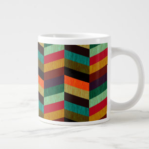 Caneca De Café Grande Padrão Xadrez Colorido Multicor