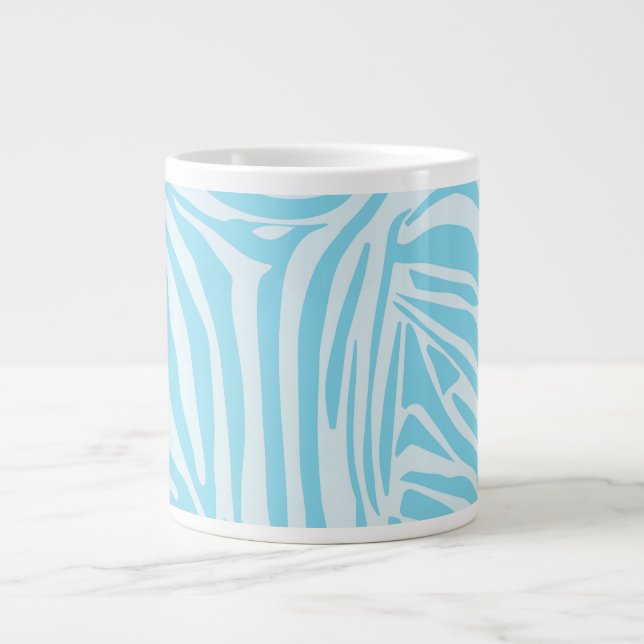 Caneca De Café Grande Padrão Zebra Azul (Frente)