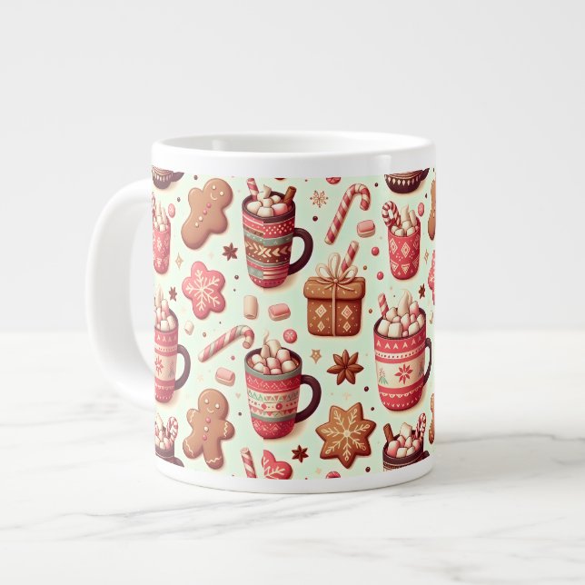 Caneca De Café Grande Padrões de cacau e pão de especiarias (Frente Esquerda)