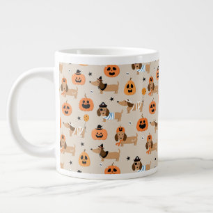 Caneca De Café Grande Padrões de Dachshances em Figurinos de Halloween