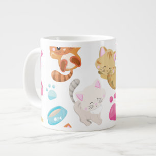 Caneca De Café Grande Padrões De Gatos, Gatos Cutes, Gatinhos, Gatinhos,