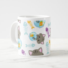 Caneca De Café Grande Padrões De Gatos, Gatos Cutes, Gatinhos, Peixes