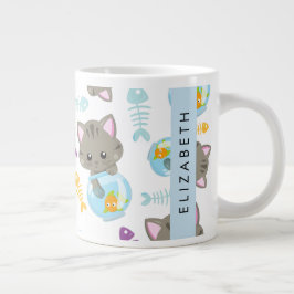 Caneca De Café Grande Padrões De Gatos, Gatos Frescos, Gatinhos, Seu Nom