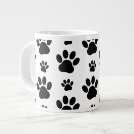 Caneca De Café Grande Padrões de pata, patas de cão, impressões de pata,