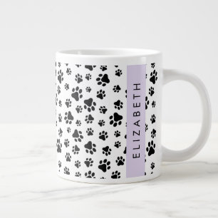 Caneca De Café Grande Padrões de pata, patas de cão, preto e branco, seu
