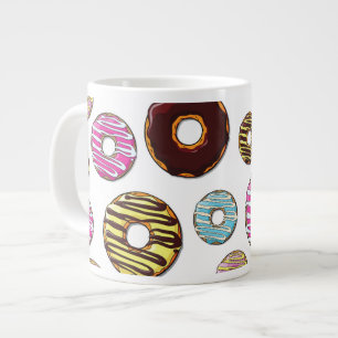 Caneca De Café Grande Padrões De Rosquinhas, Rosquinhas Coloridas, Prens