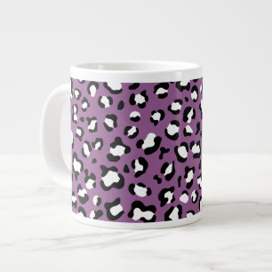 Caneca De Café Grande Padrões-leopardo, manchas-leopardo, leopardo roxo