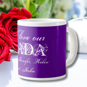 Caneca De Café Grande Pai Adoramos Nossas Crianças Dada Nomes Roxos