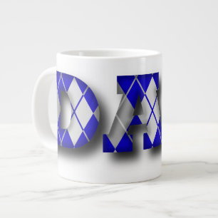 Caneca De Café Grande Pai Argyle azul e Cinza
