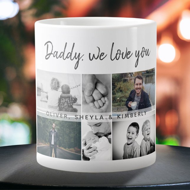 Caneca De Café Grande Pai com Crianças e Colagem de Fotos de Pai Familia (Criador carregado)