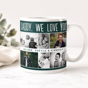 Caneca De Café Grande Pai com Crianças e Família Papai Colagem de Fotos