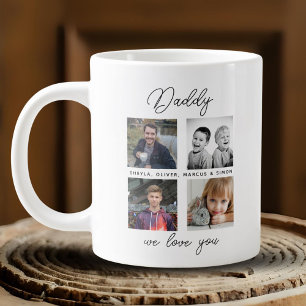 Caneca De Café Grande Pai com Crianças Família Papai 4 Colagem de Fotos 