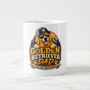 Caneca De Café Grande Pai Golden Retriever Retro Vintage Pôr do Sol