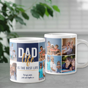Caneca De Café Grande Pai Life é a Best Life 8 Photo Blue Personalized