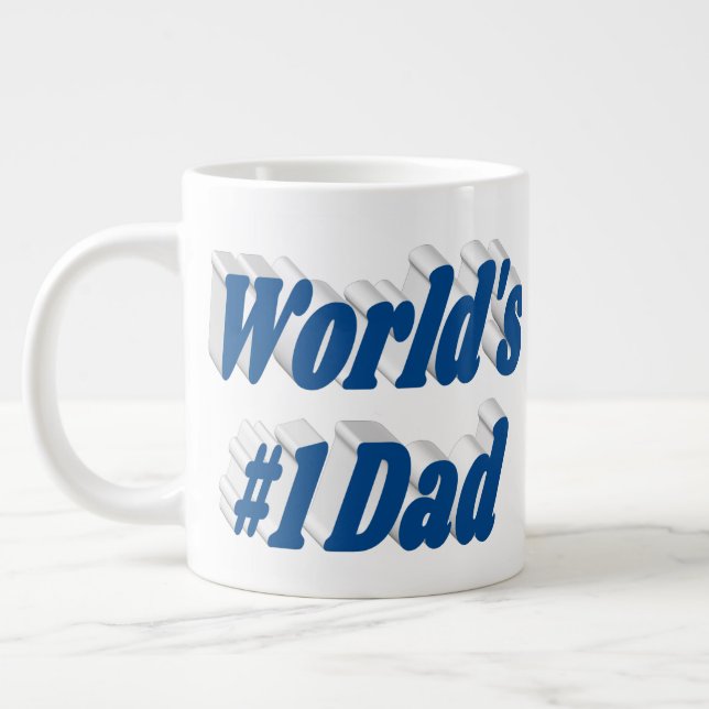 Caneca De Café Grande Pai mar azul metade texto (Esquerda)