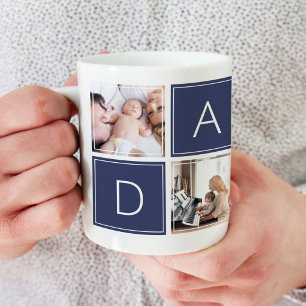 Caneca De Café Grande Pai Moderno Colagem de Fotografias Personalizada X
