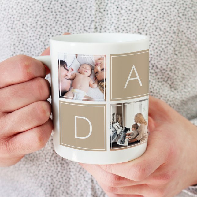 Caneca De Café Grande Pai Moderno Colagem de Fotografias Personalizada X (Criador carregado)