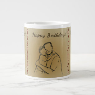 Caneca De Café Grande "Pai: O Super Herói Real em Minha Vida!" feliz por