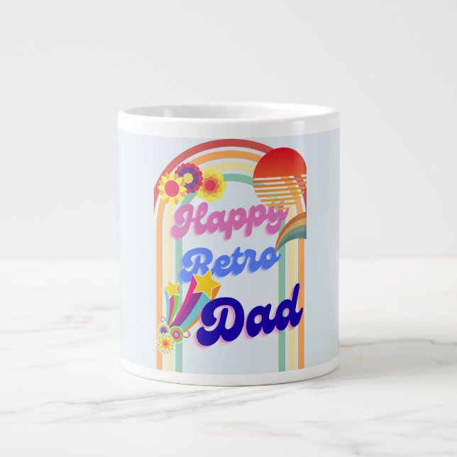 Caneca De Café Grande Pai Retro Feliz (Frente)