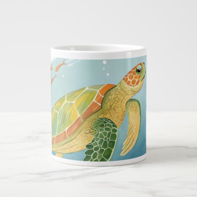 Caneca De Café Grande Painting Turtle (Frente)