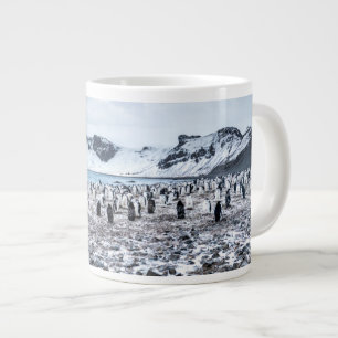 Caneca De Café Grande Paisagem de Colônia de Pinguins Chinstrap