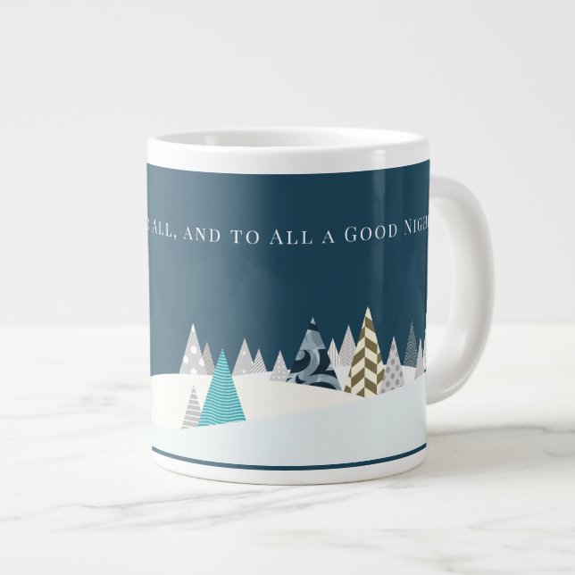 Caneca De Café Grande Paisagem de Natal das Árvores Modernas - Dizendo E (Frente Esquerda)