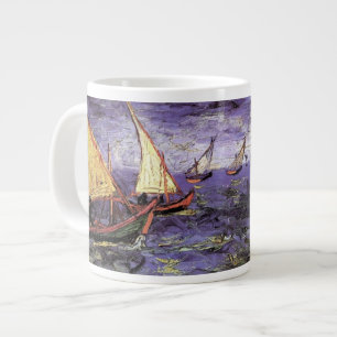 Caneca De Café Grande Paisagem marinha em Saintes Maries por Vincent van