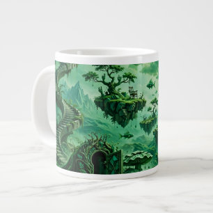 Caneca De Café Grande Paisagens Surreais de Tons de Verde dos Sonhos Esm