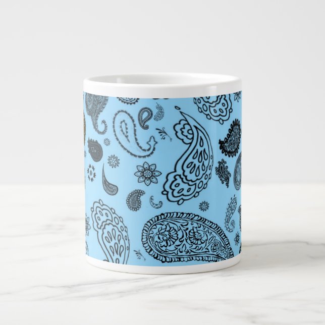 Caneca De Café Grande Paisley Azul (Frente)