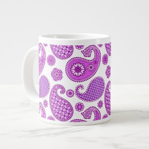 Caneca De Café Grande Paisley, violeta, roxo e branco