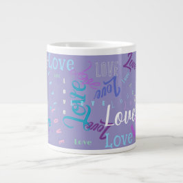 Caneca De Café Grande Palavra Repetitiva de Palavras de Amor (Personaliz