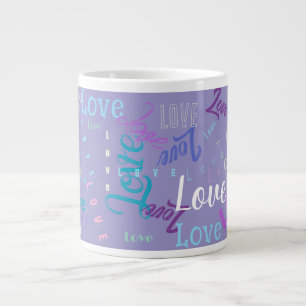 Caneca De Café Grande Palavra Repetitiva de Palavras de Amor (Personaliz