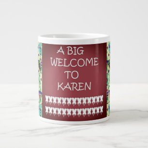 Caneca De Café Grande Palavras bem-vindas da Karen Abstrato art