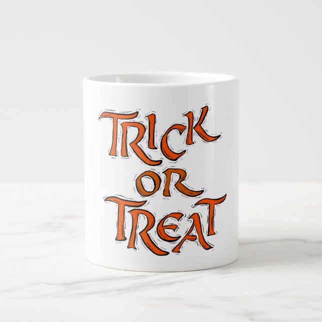 Caneca De Café Grande Palavras de Truque ou Tratamento de Halloween (Frente)