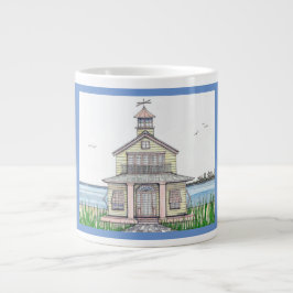 Caneca De Café Grande Palheta Jumbo Mug De Algodão De Praia Com Azul