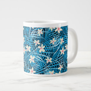 Caneca De Café Grande Palm deixa padrão azul