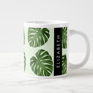 Caneca De Café Grande Palm Sai, Padrão Tropical, Seu Nome