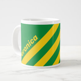Caneca De Café Grande Palmeira Tropical Retrô com Três Listras e Nome