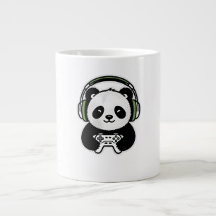 Caneca De Café Grande Panda Gamer Fofo - Panda Kawaii de Jogos com Fone
