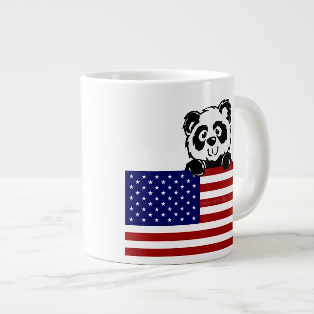Caneca De Café Grande Panda Patriótica (Frente Esquerda)