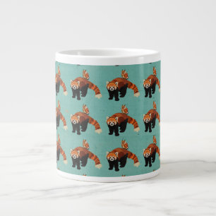 Caneca De Café Grande Panda Vermelha e Coruja