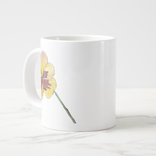 Caneca De Café Grande Pansy Amarelo (Frente Esquerda)