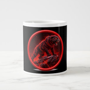 Caneca De Café Grande Pantera Negra Vulcânica Posada Em Rocha Brilhante