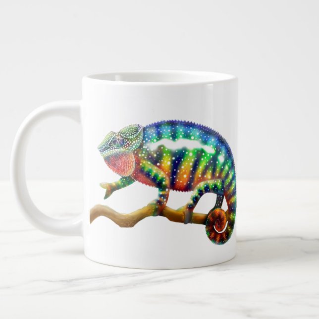 Caneca De Café Grande Panther Chameleon Jumbo Mug Colorida (Esquerda)