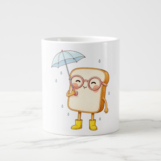 Caneca De Café Grande Pão Fofo com Guarda-chuva – Chuva Aconchegante  (Frente)