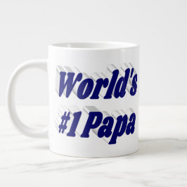 Caneca De Café Grande Papa com meio texto azul escuro