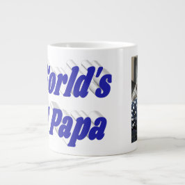 Caneca De Café Grande Papá foto com texto azul