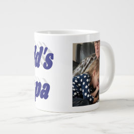 Caneca De Café Grande Papá foto com texto azul escuro